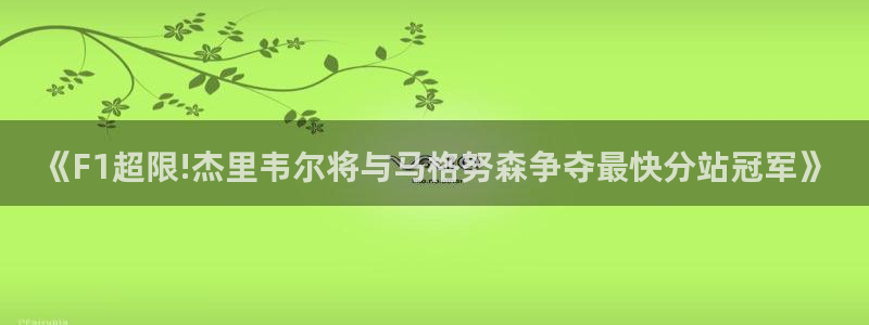 《F1超限!杰里韦尔将与马格努森争夺最快分站冠军》